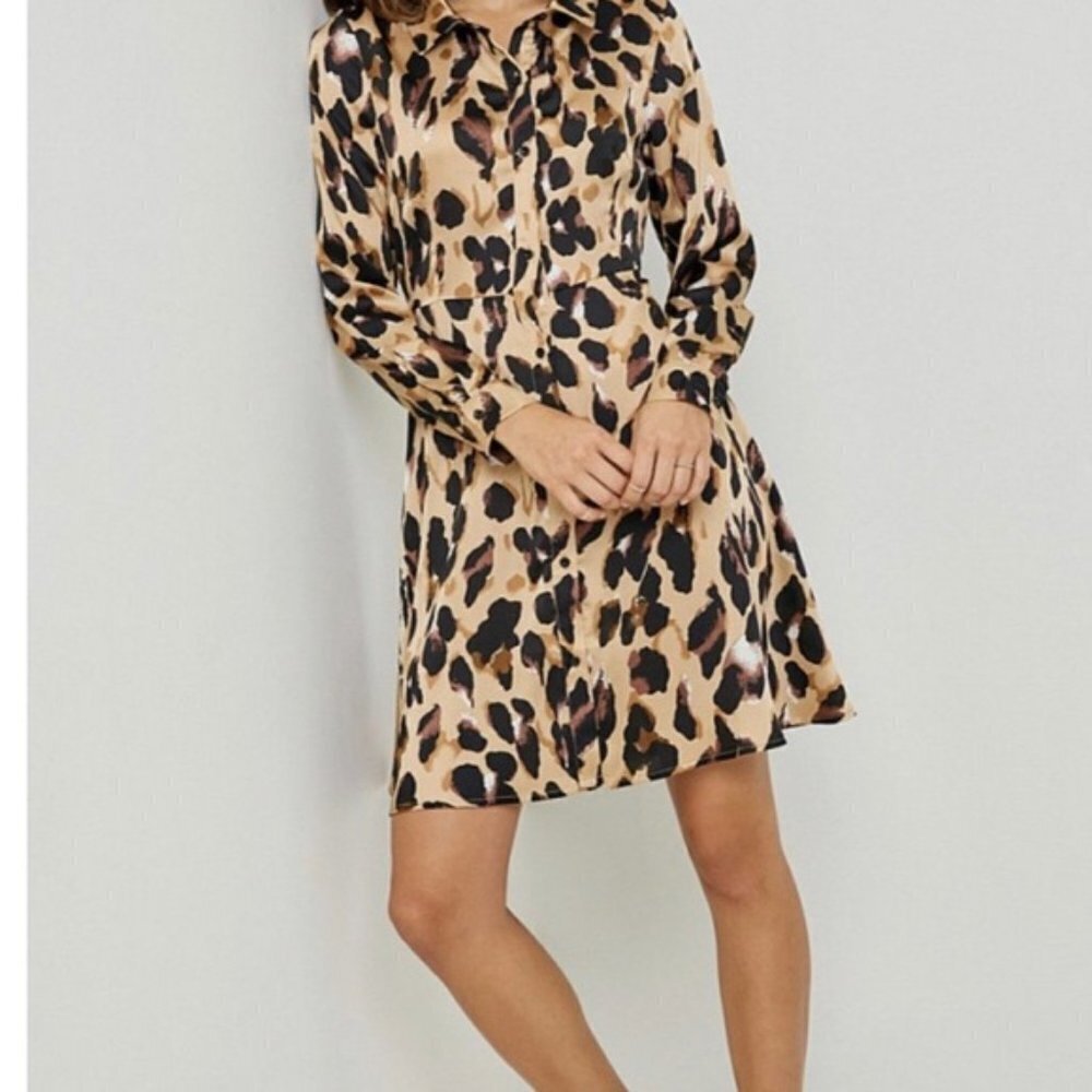 ✅ HAYDEN LOS ANGELES LEOPARD SHIRT‎ DRESS SMALL